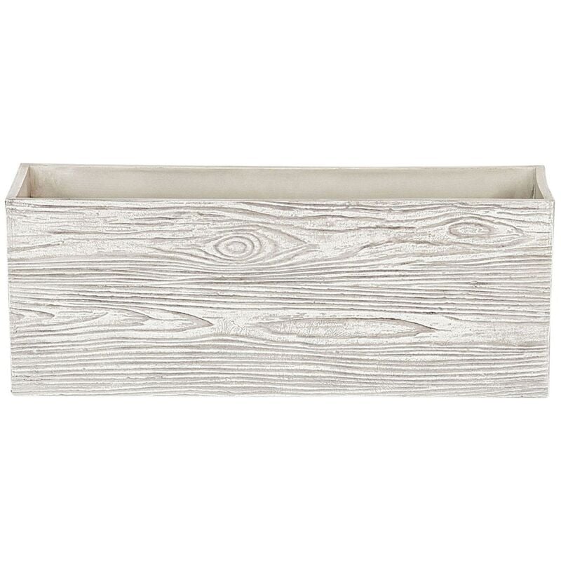 foto del prodotto beliani vaso da fiori rettangolare bianco effetto legno moderno 42 x 13 x 15 cm paos