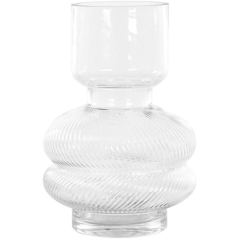 foto del prodotto beliani vaso da tavolo in vetro trasparente 24 cm rodia