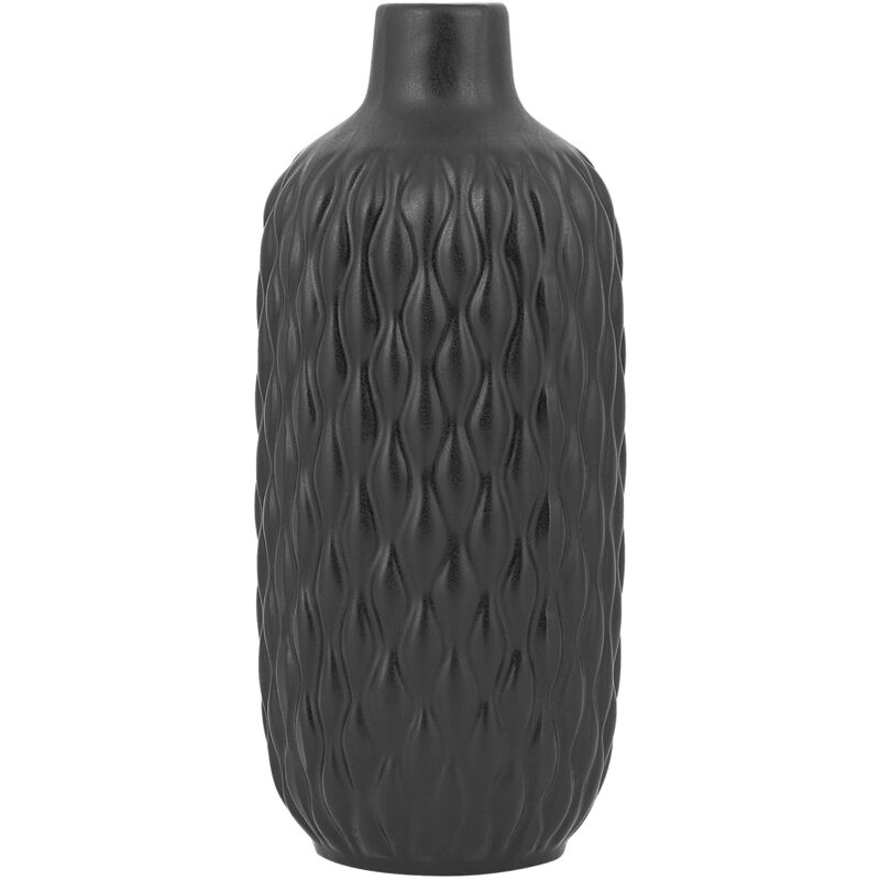 foto del prodotto beliani vaso decorativo alto in gres porcellanato nera a forma di bottiglia 14 x 31 cm emar