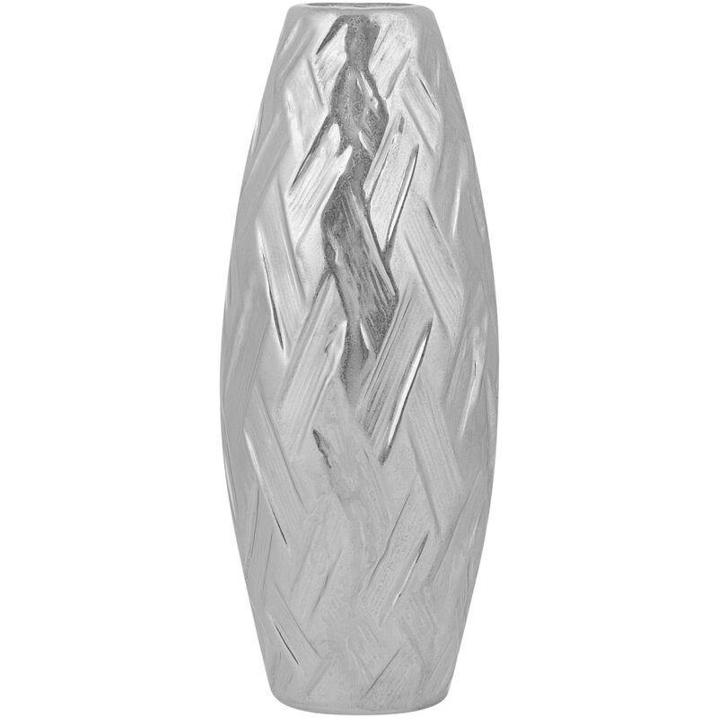 foto del prodotto beliani vaso decorativo in gres porcellanato argento a forma di bottiglia design moderno arpad
