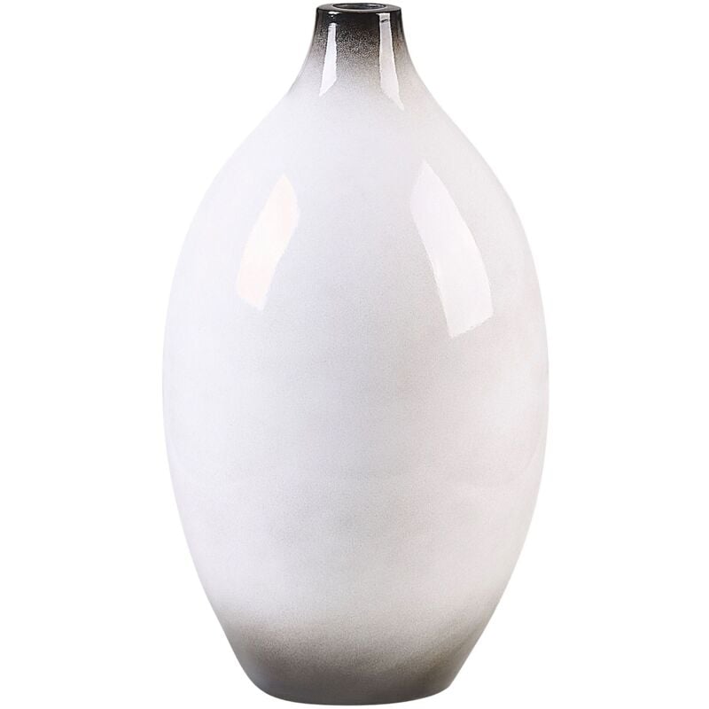 foto del prodotto beliani vaso decorativo in terracotta moderno 36 cm nero e bianco baeza