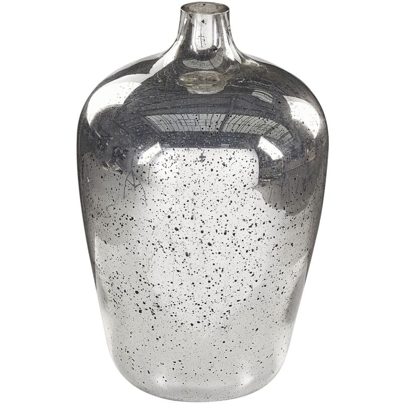 foto del prodotto beliani vaso decorativo per fiori 40 cm fatto a mano in vetro argento kachori