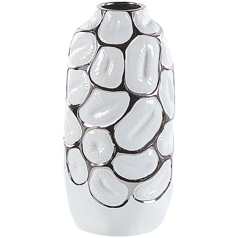 foto del prodotto beliani vaso di fiori in porcellana bianca 28 cm accessorio moderno cenabum