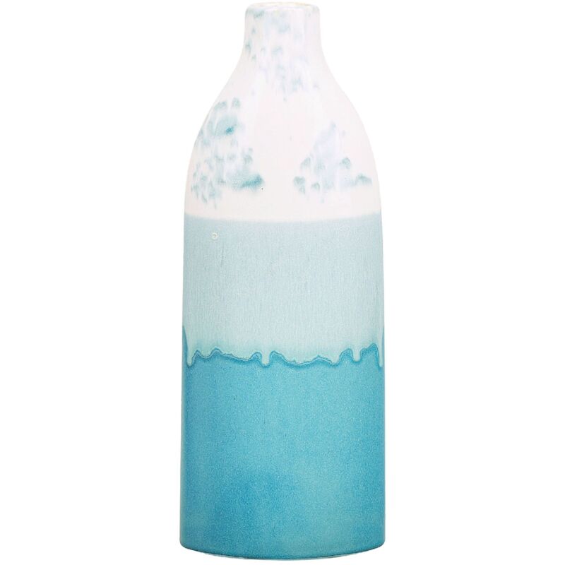 foto del prodotto beliani vaso per fiori decorativo forma di bottiglia impermeabile 35 cm blu e bianco callipolis