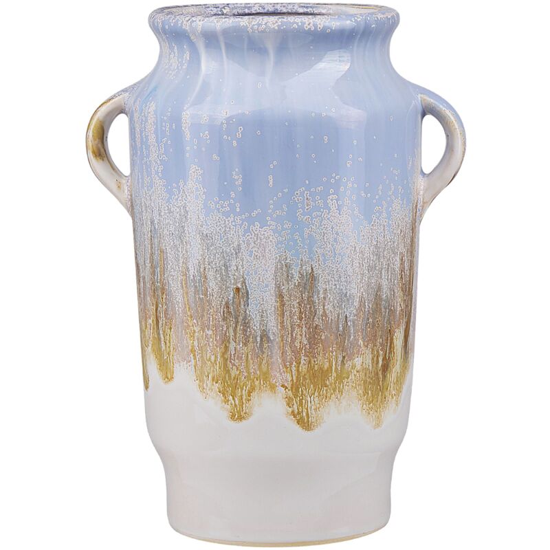 foto del prodotto beliani vaso per fiori in gres porcellanato con manici blu gerrha