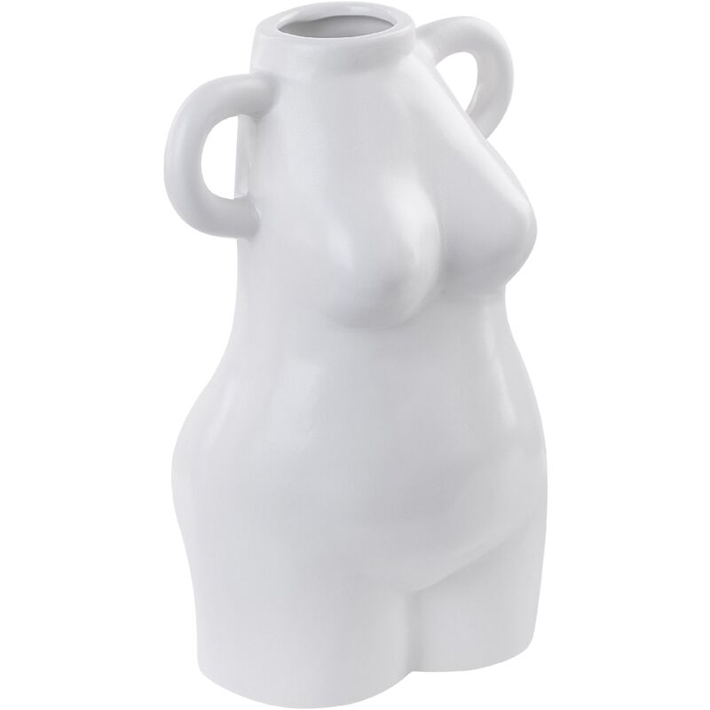 foto del prodotto beliani vaso per fiori in porcellana bianca a forma di corpo di donna e manici aigio