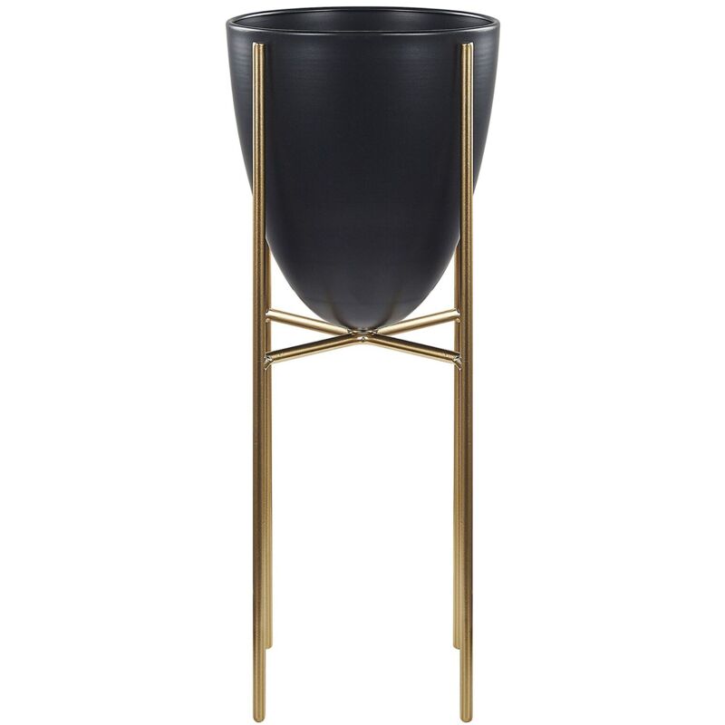 foto del prodotto beliani - vaso per fiori moderno con piedistallo 16 x 16 x 31 cm in metallo nero lefki