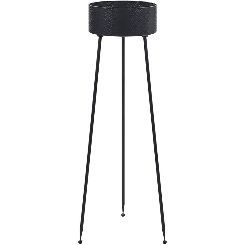 foto del prodotto beliani vaso per fiori moderno con piedistallo 33 x 31 x 88 cm in metallo nero leika