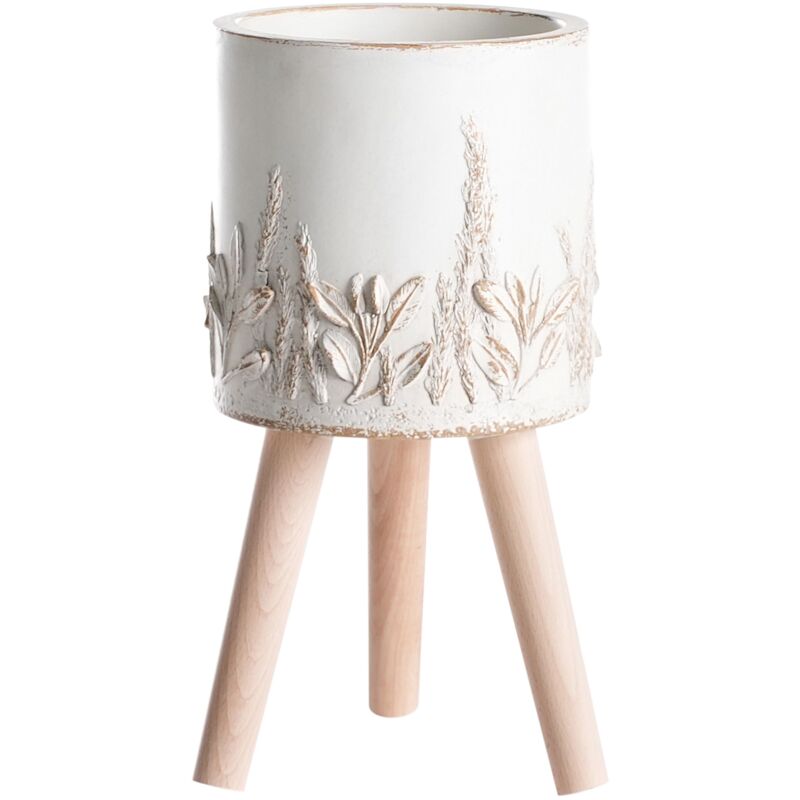 foto del prodotto beliani vaso per piante da interno e da esterno in stile vintage bianco sporco preweza