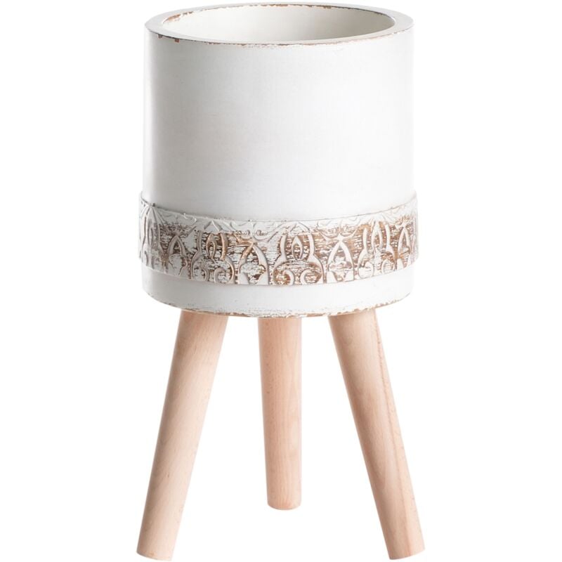 foto del prodotto beliani vaso per piante da interno e da esterno in stile vintage bianco sporco skiatos