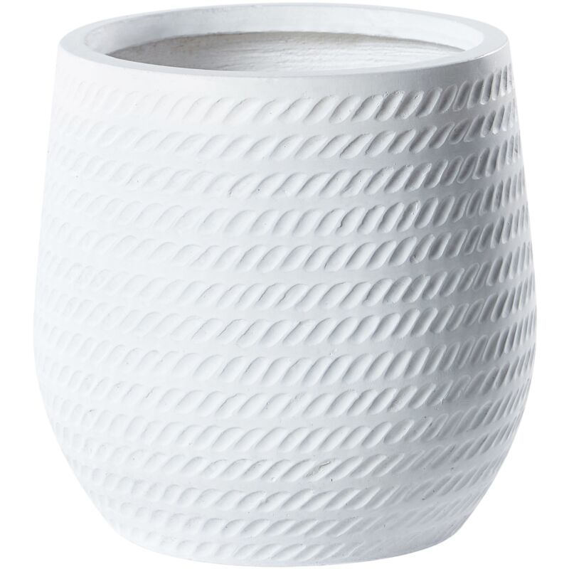 foto del prodotto beliani vaso rotondo per piante in fibra di argilla con motivo in rilievo bianco sporco 27 cm livadia