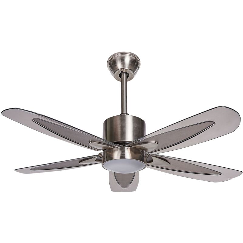 foto del prodotto beliani ventilatore da soffitto moderno con 5 lame e telecomando con illuminazione argento coyote