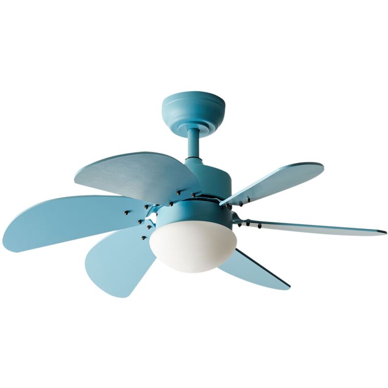 foto del prodotto beliani ventilatore da soffitto moderno con telecomando e illuminazione a led materiale sintetico e compensato azzurro logar