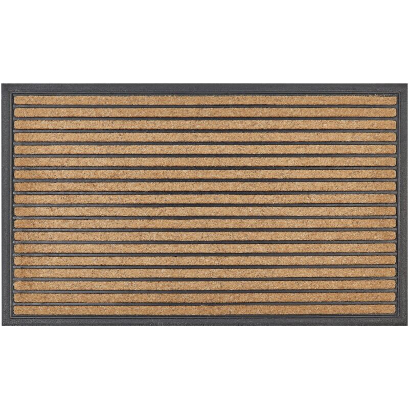 foto del prodotto beliani zerbino moderno per interni 45 x 75 cm a strisce con fondo in gomma antiscivolo naturale nero zagros