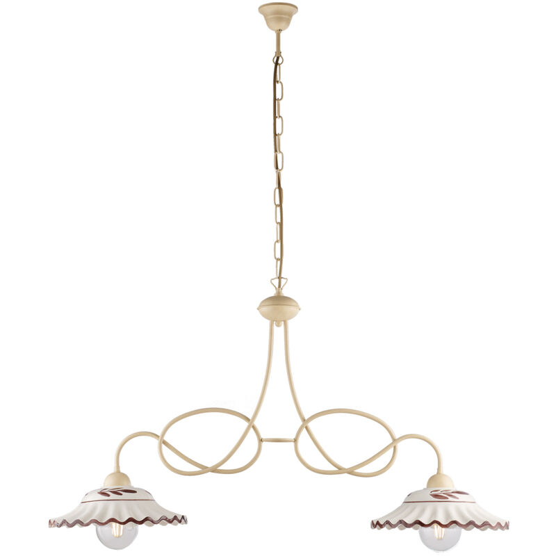 foto del prodotto belight bilanciere country chic bistrot 2 luci avorio con ceramica vietrese