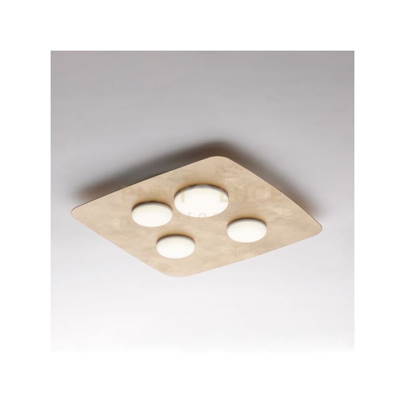 foto del prodotto belight plafoniera in metallo laccato bianco con decorazione oro antico e diffusori in silicone a led integrato 4 luci