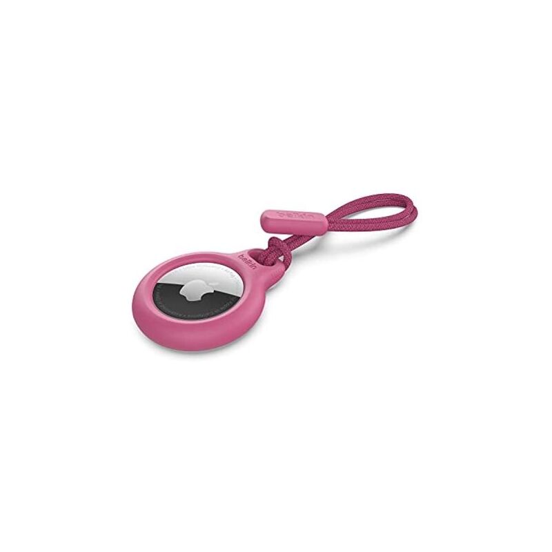 foto del prodotto belkin custodia con cinturino per airtag supporto sicuro, cover protettiva, protezione air tag con bordo rialzato antigraffio rosa