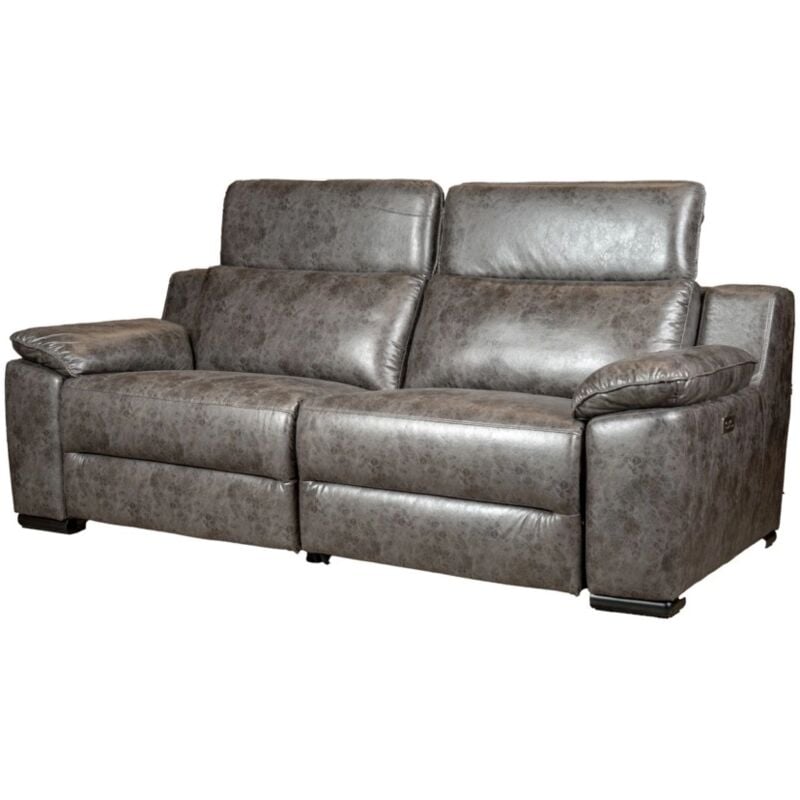 foto del prodotto bellahome - divano 3 posti 'giulia' con sistema relax, in ecopelle effetto invecchiato grigio 210x106x85 cm