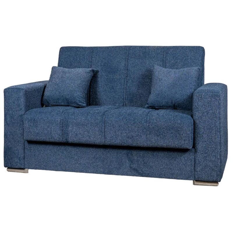 foto del prodotto bellahome divano letto atena 2 posti in tessuto blu scuro, 158x85x92 cm