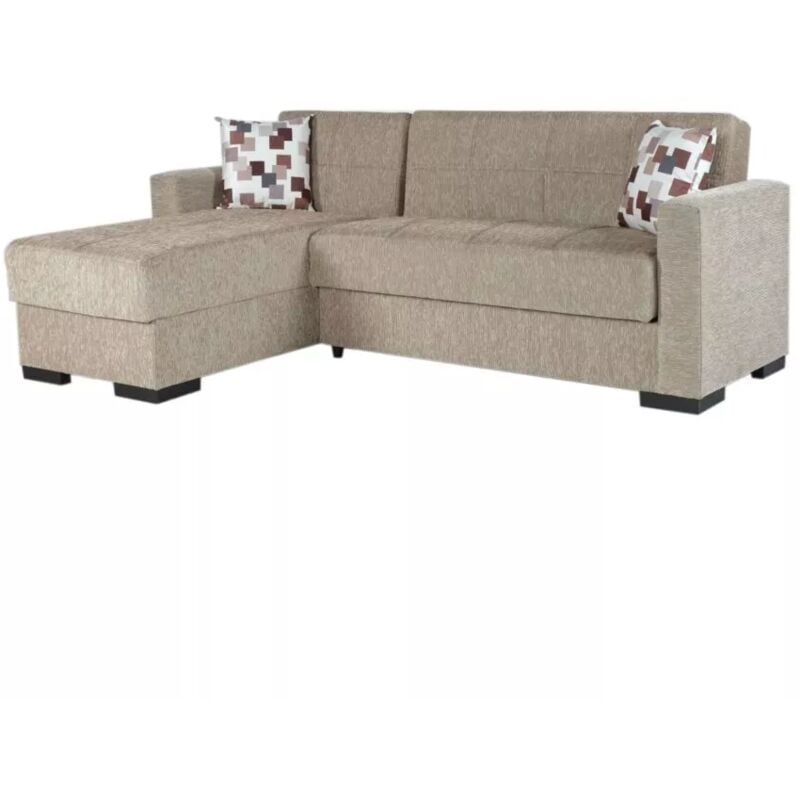 foto del prodotto bellahome divano letto merlin con cassettone e penisola reversibile beige, 225x150x81 cm
