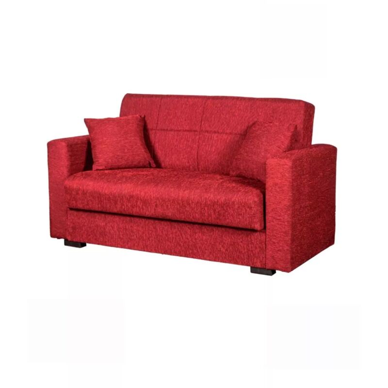 foto del prodotto bellahome divano letto nora 2 posti in tessuto rosso, 155x80x87 cm