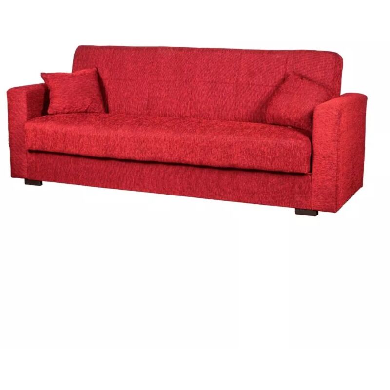 foto del prodotto bellahome divano letto nora 3 posti in tessuto rosso, 212x80x87 cm
