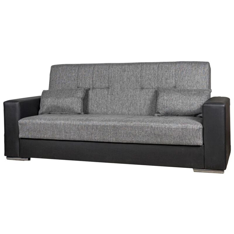 foto del prodotto bellahome divano letto padova 3 posti nero e grigio, 230x93x97 cm
