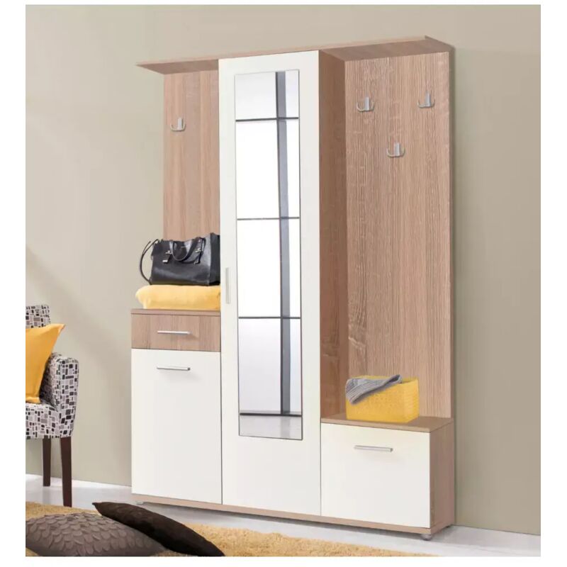 foto del prodotto bellahome mobile da ingresso barcellona legno con specchio, 133x33x197 cm