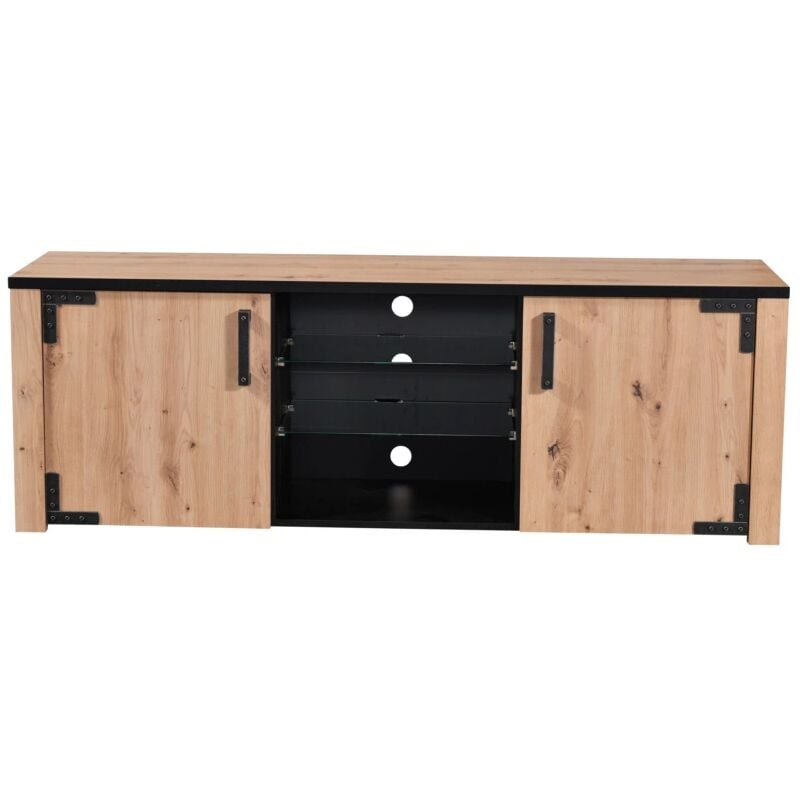 foto del prodotto bellahome mobile tv bilbao quercia e vetro, 169x40x57,5 cm