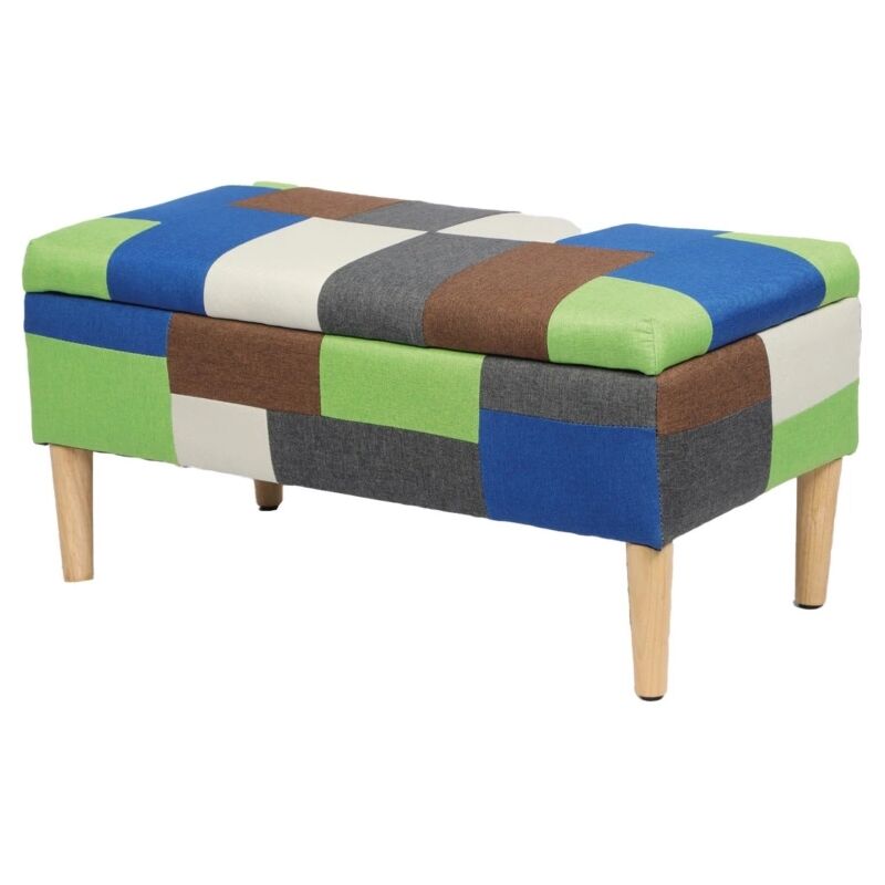 foto del prodotto bellahome panca contenitore patch in tessuto multicolore, 40x40x80 cm