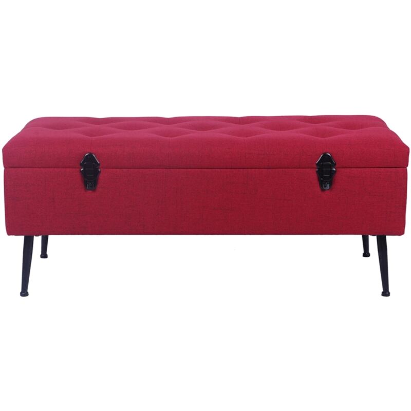 foto del prodotto bellahome panchina contenitore lisa in tessuto bordeaux, 102x44x40 cm