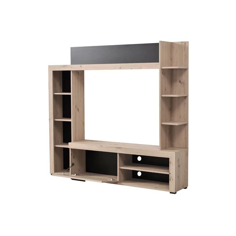 foto del prodotto bellahome parete da soggiorno venezia quercia e nero, 172x33x157 cm