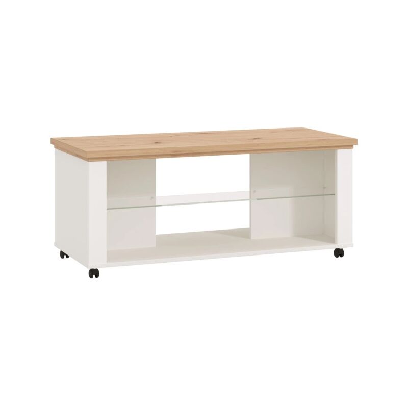 foto del prodotto bellahome tavolino da soggiorno vigo bianco e quercia, 114,5x50,5x49 cm
