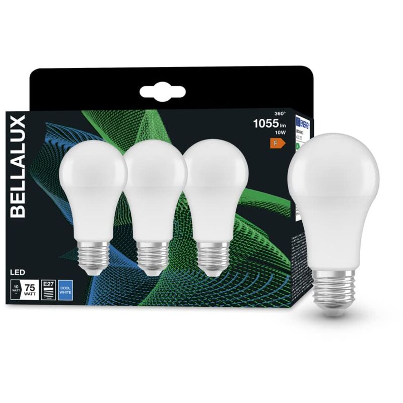foto del prodotto bellalux lampada a led, e27 base ottica opaca ,bianco freddo 4000k , 1055 lumen, sostituzione delle lampade 75w, non dimmerabile, 3 confezione