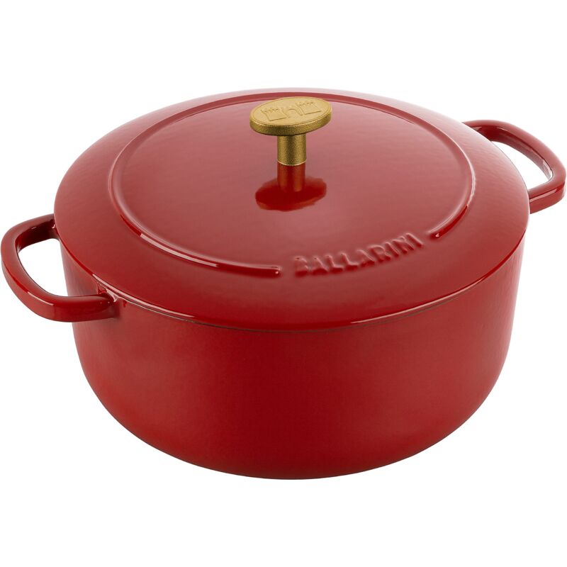 foto del prodotto bellamonte casseruola per arrosto, in ghisa smaltata, rotonda, 22 cm, 3 l, colore rosso ballarini