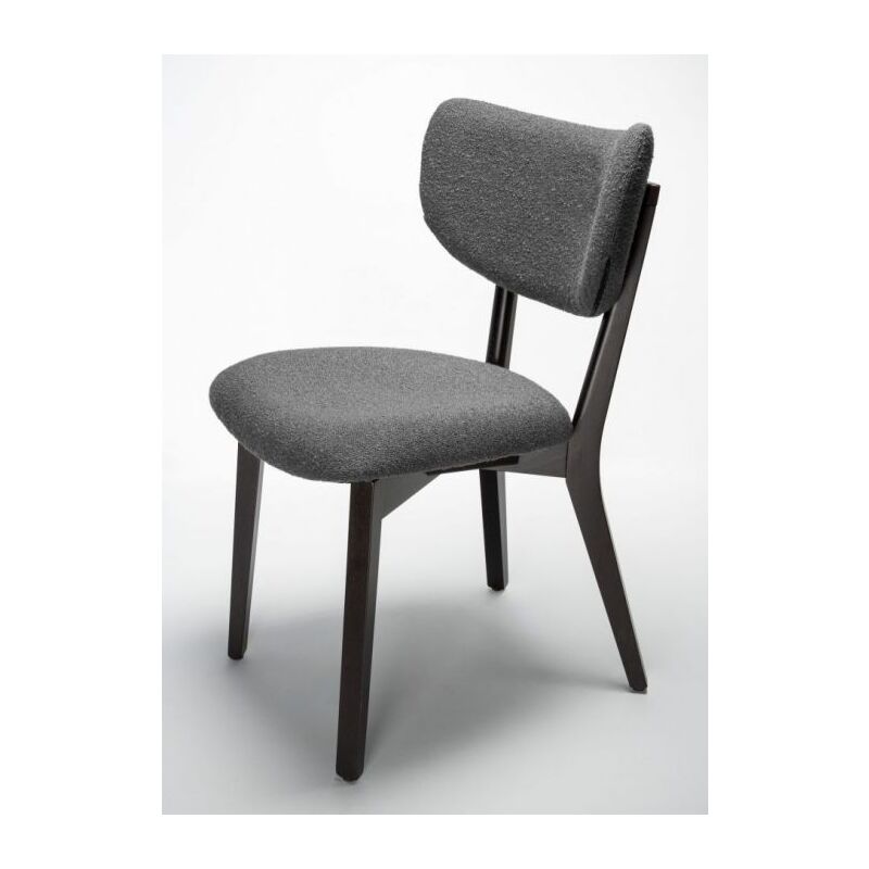 foto del prodotto bellelli design sedia legno moderna imbottita telaio monoblocco faggio tinto moka rivestimento tessuto boucle 3 colori suri wood colore