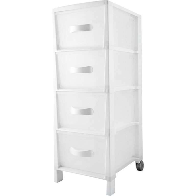 foto del prodotto belli e forti cassettiera 4 cassetti con maniglia, polipropilene, bianco