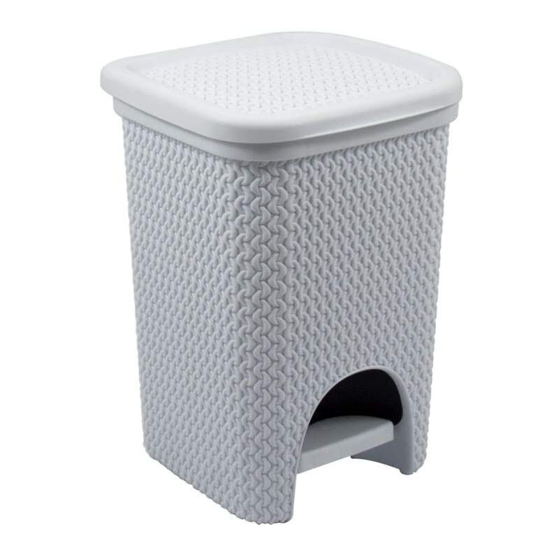foto del prodotto belli e forti pattumiera con pedale design intreccio bianco 6 litri