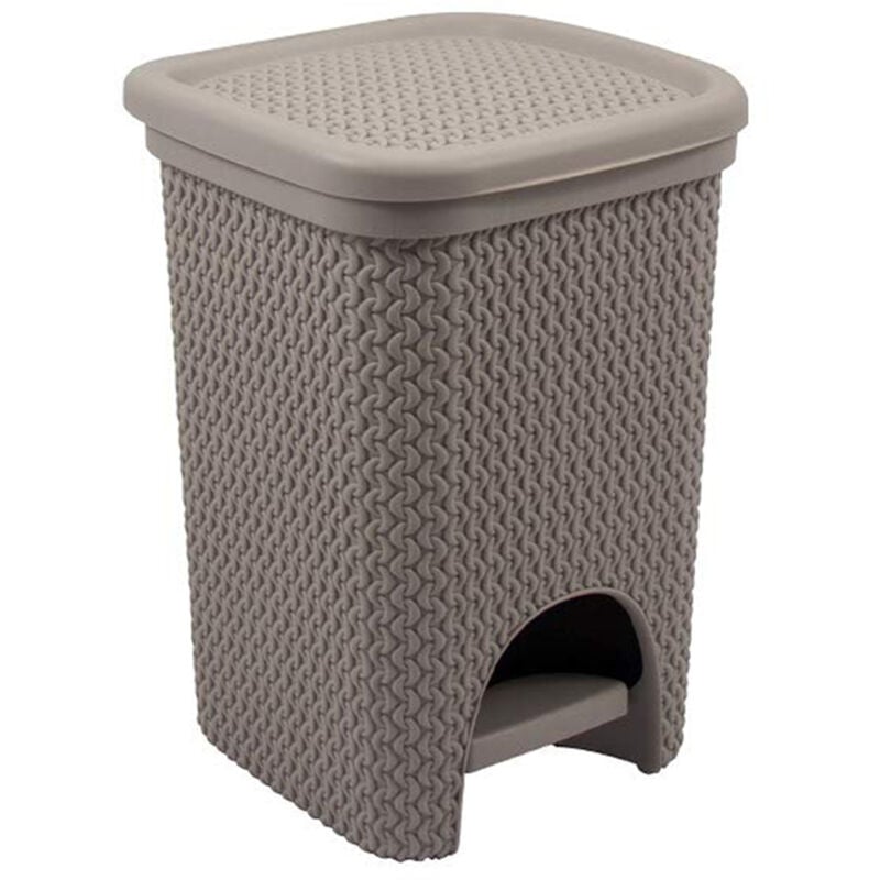 foto del prodotto belli e forti pattumiera con pedale design intreccio tortora 6 litri