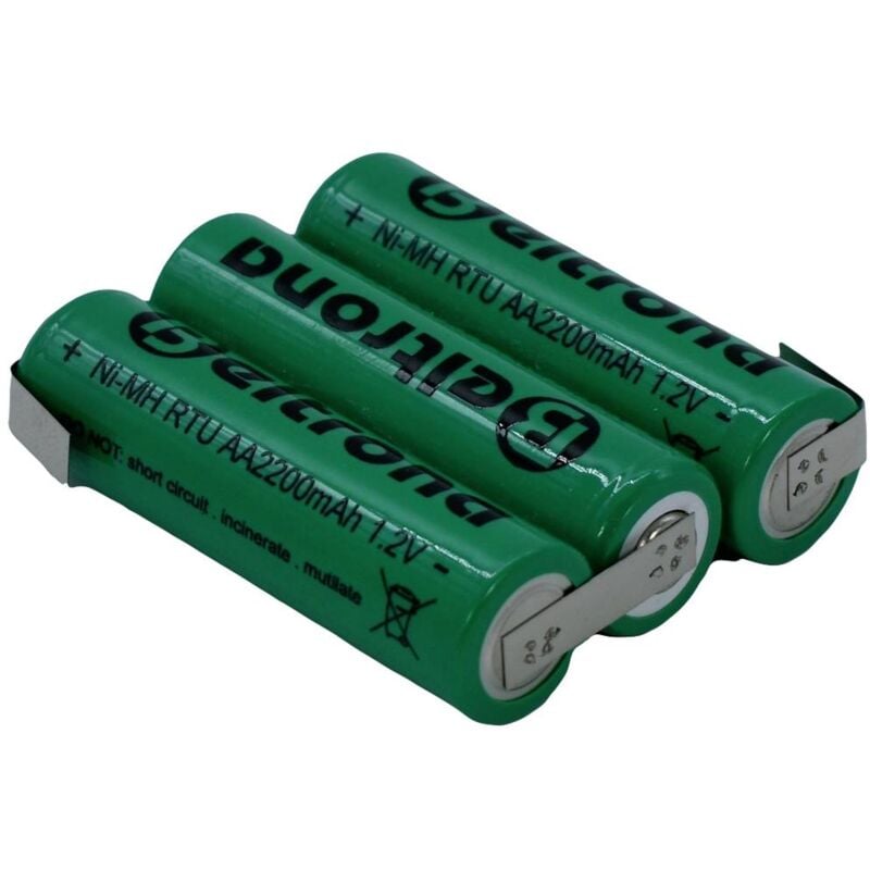 foto del prodotto beltrona pacco batteria 3x stilo aa rtu3aaz linguette a saldare a z nimh 3.6 v 2200 mah