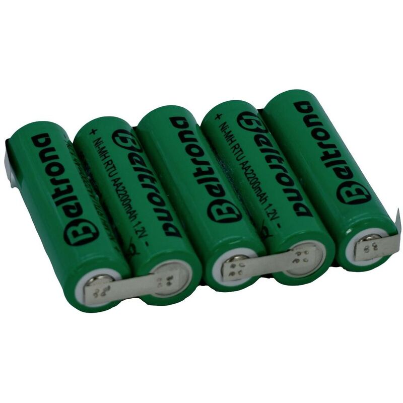 foto del prodotto beltrona pacco batteria 5x stilo aa rtu5aaz linguette a saldare a z nimh 6 v 2200 mah