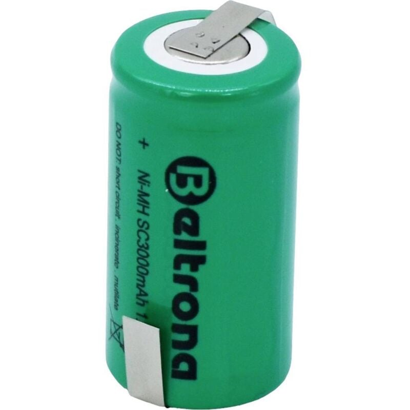foto del prodotto beltrona sc3000 batteria ricaricabile speciale sub c linguette a saldare a z nimh 1.2 v 3000 mah