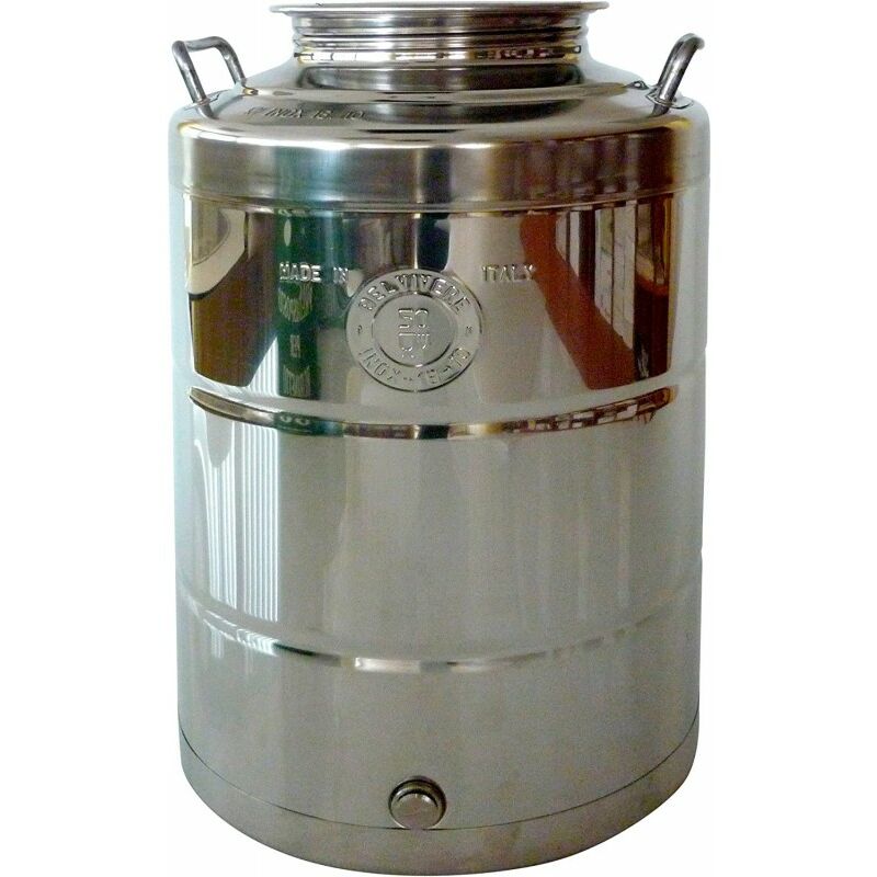 foto del prodotto belvivere - contenitore fusto bidone olio inox 18/10 saldato fondo a pentola america made in italy (50 litri)