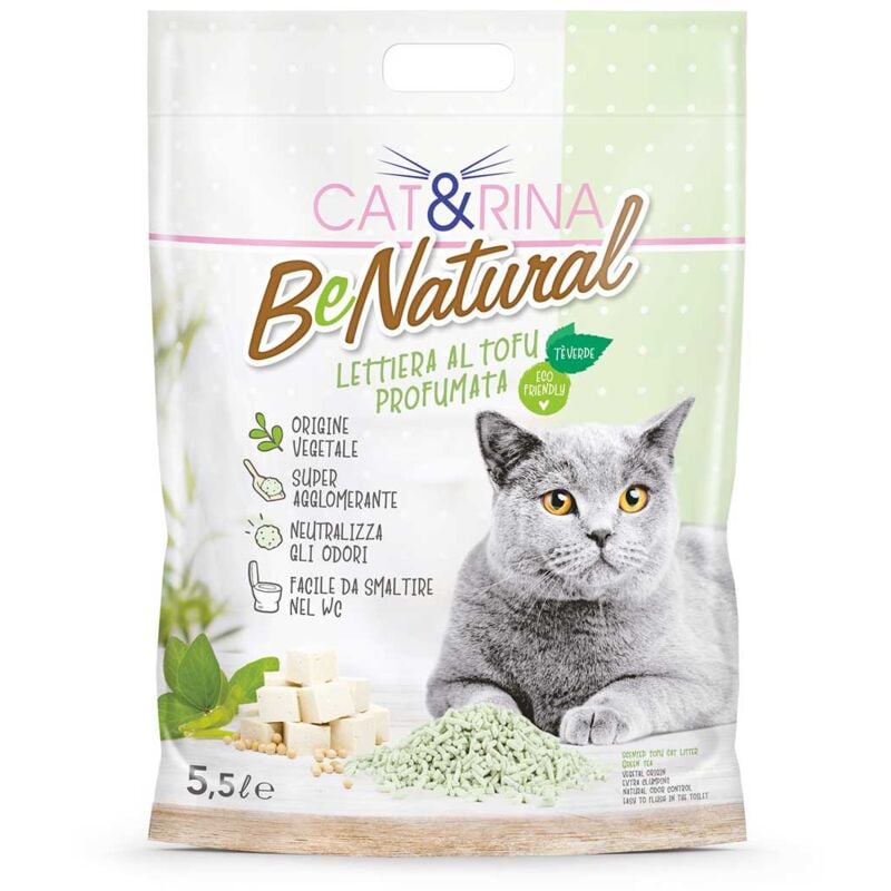 foto del prodotto benatural lettiera di origine vegetale al tofu profumo tè verde 5,5 litri