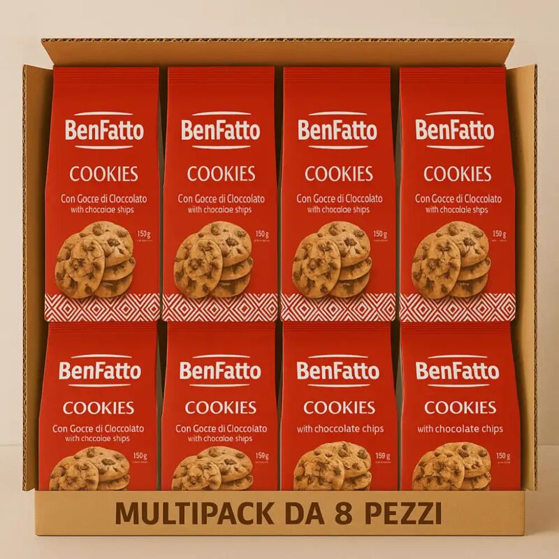 foto del prodotto benfatto cookies con gocce di cioccolato 150g multipack 8 pezzi 2 2