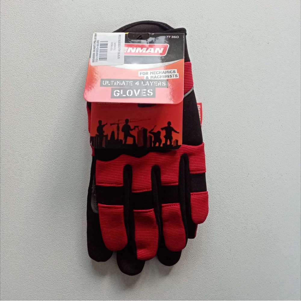 foto del prodotto benman guanti da lavoro con supporto in pelle sintetica e tessuto polsino con chiusura a strappo, taglie disponibili