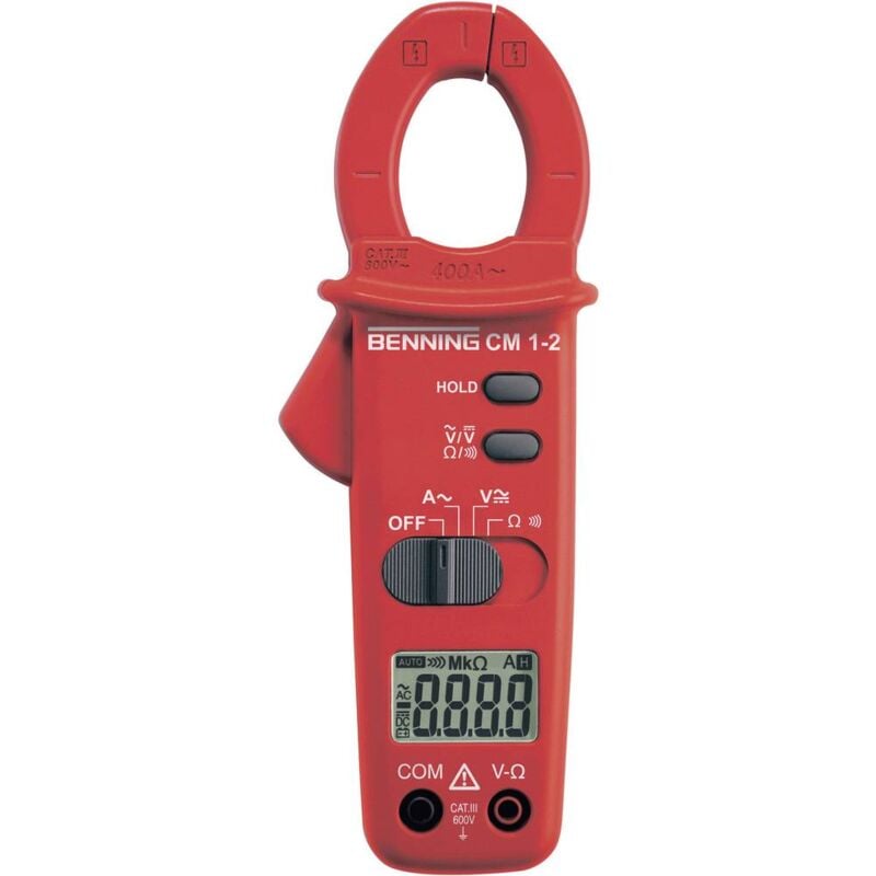 foto del prodotto benning cm 1 2 pinza amperometrica, multimetro portatile digitale cat iii 600 v display counts 2000