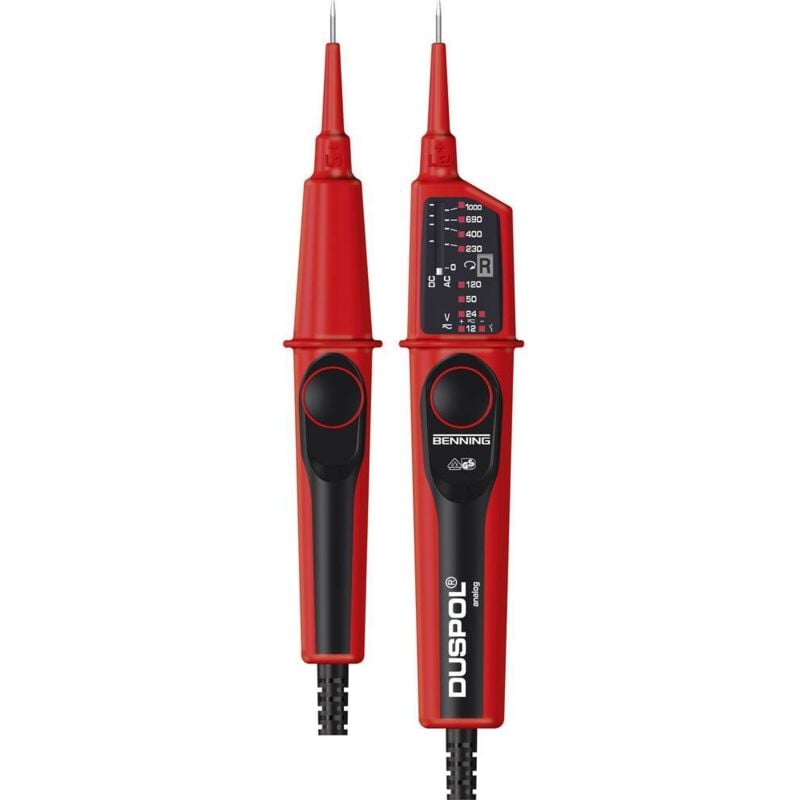 foto del prodotto benning duspol analog tester di tensione a due poli cat iii 1000 v, cat iv 600 v led, vibrazione