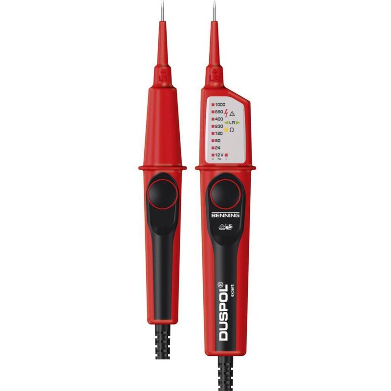 foto del prodotto benning duspol expert tester di tensione a due poli cat iii 1000 v, cat iv 600 v led, vibrazione, acustico