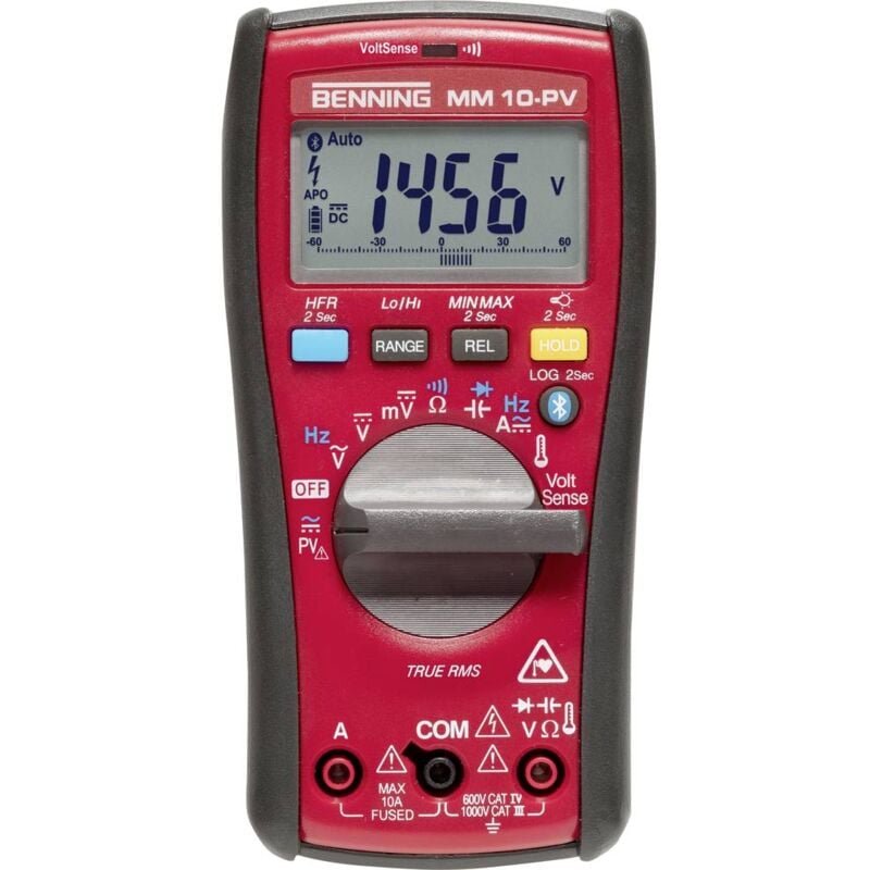 foto del prodotto benning mm 10 pv multimetro portatile digitale data logger cat iv 600 v display counts 6000